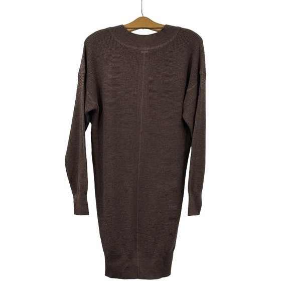 NEW PrAna Milani Henley Thermal Waffle Knit Dress in Clove Brown Size Medium - Picture 4 of 8